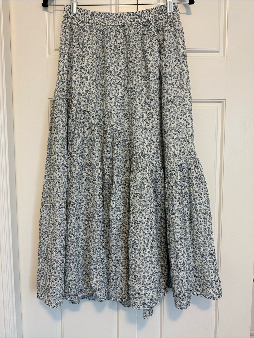American Eagle Outfitters Blue Floral Tiered Midi Skirt
